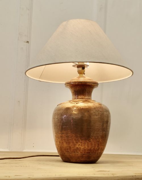 Arts and Crafts Hand Beaten Copper Lamp