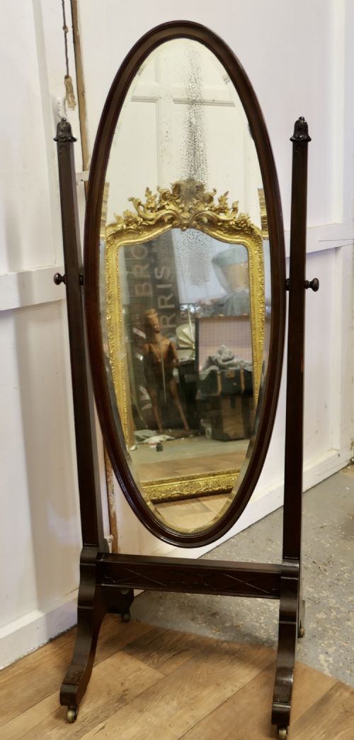 LARGE FRENCH OVAL CHEVAL DRESSING MIRROR - ADDITIONAL PHOTO 5