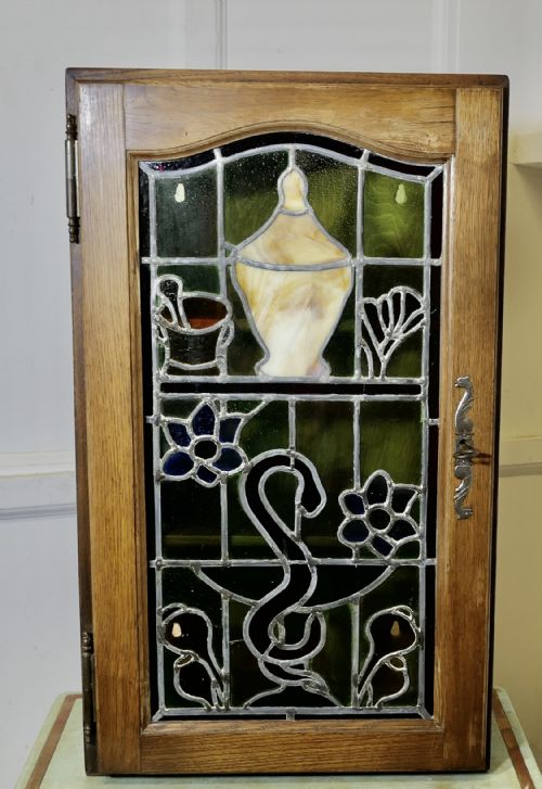 Art Nouveau Stained Glass Pharmacy or Bathroom Cabinet