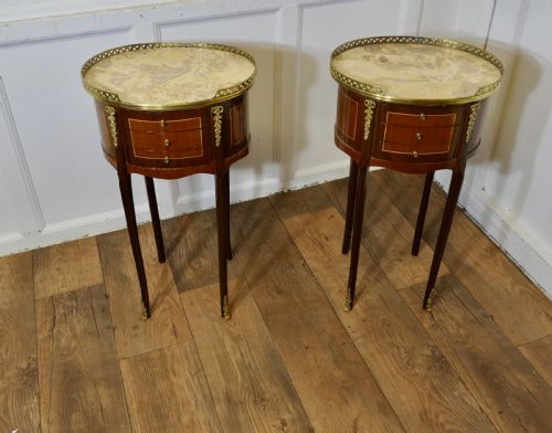 fig 1. A Pair of French 19th Century Oval Side Tables or Bedside Cabinets
