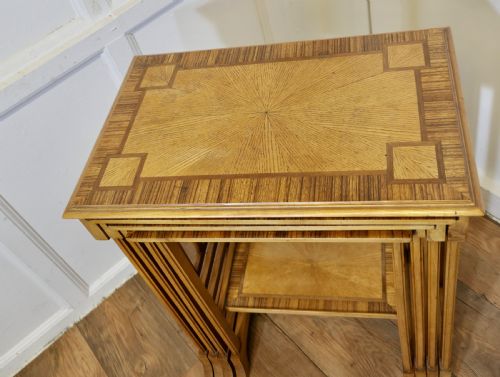 fig 1. Superb Art Deco Nest of 4 Tall Walnut Tables