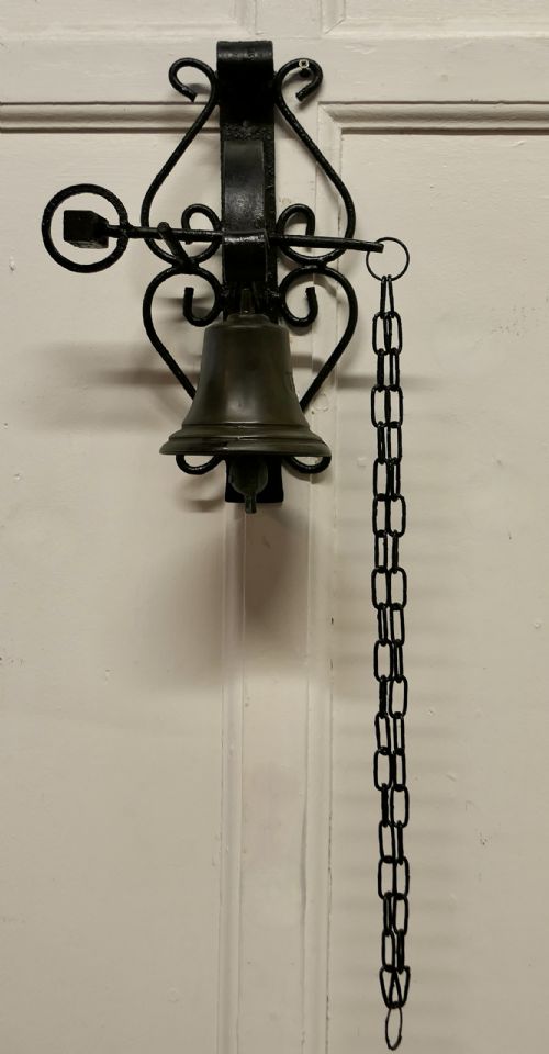 19TH CENTURY BLACK WROUGHT IRON ALPINE FRONT DOOR BELL