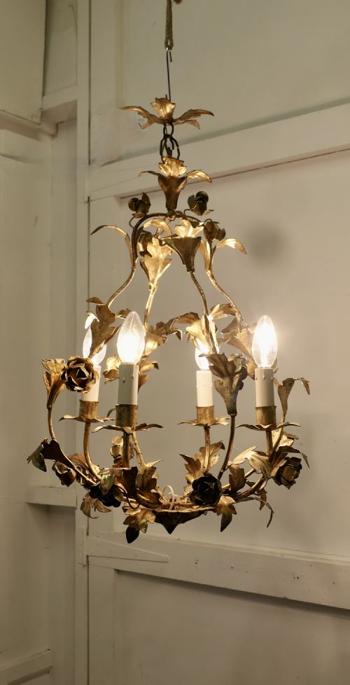 A French Toleware Open Basket Ceiling Light