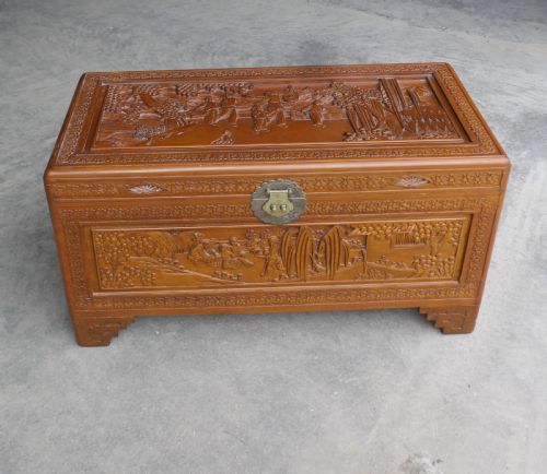 ORIENTAL CARVED CAMPHOR WOOD CHEST - ADDITIONAL PHOTO 1