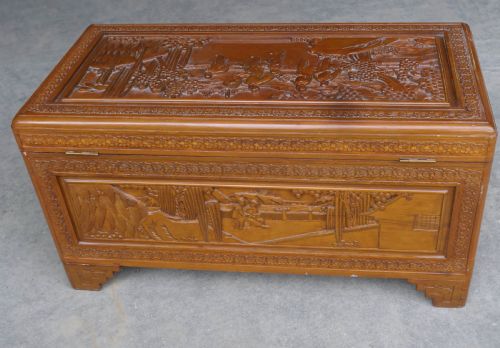ORIENTAL CARVED CAMPHOR WOOD CHEST - ADDITIONAL PHOTO 6