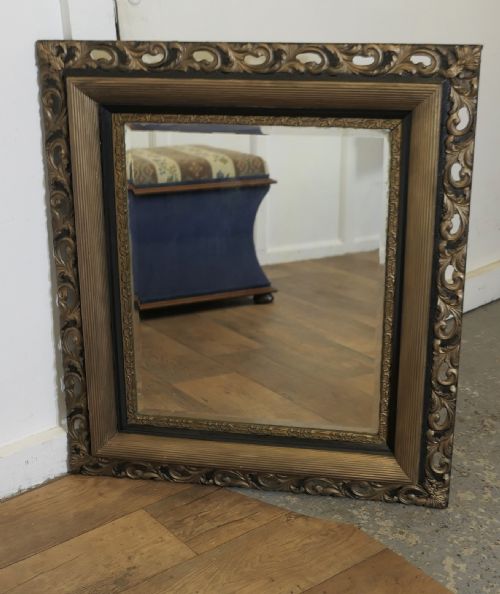 LARGE DECORATIVE DARK GILT WALL MIRROR - ADDITIONAL PHOTO 1