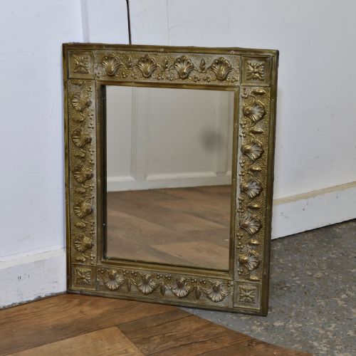 ANTIQUE HAND EMBOSSED BRASS MIRROR FRAME - ADDITIONAL PHOTO 1