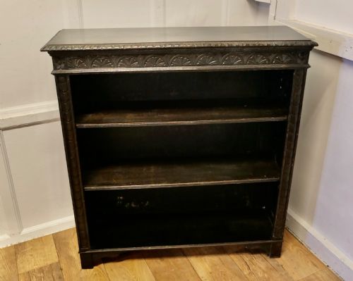 CARVED OAK OPEN BOOKCASE - ADDITIONAL PHOTO 1