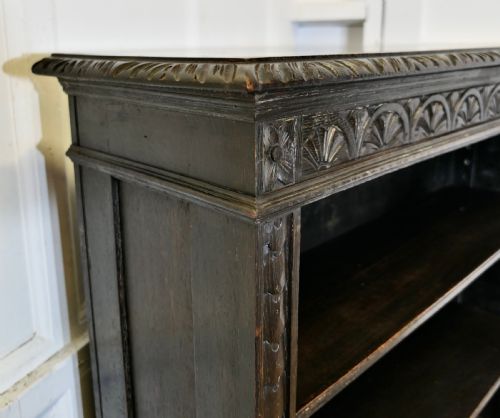 CARVED OAK OPEN BOOKCASE - ADDITIONAL PHOTO 3