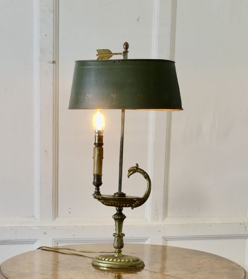 FRENCH PAINTED TOLEWARE AND BRASS DESK LAMP - ADDITIONAL PHOTO 1