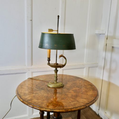 FRENCH PAINTED TOLEWARE AND BRASS DESK LAMP - ADDITIONAL PHOTO 2
