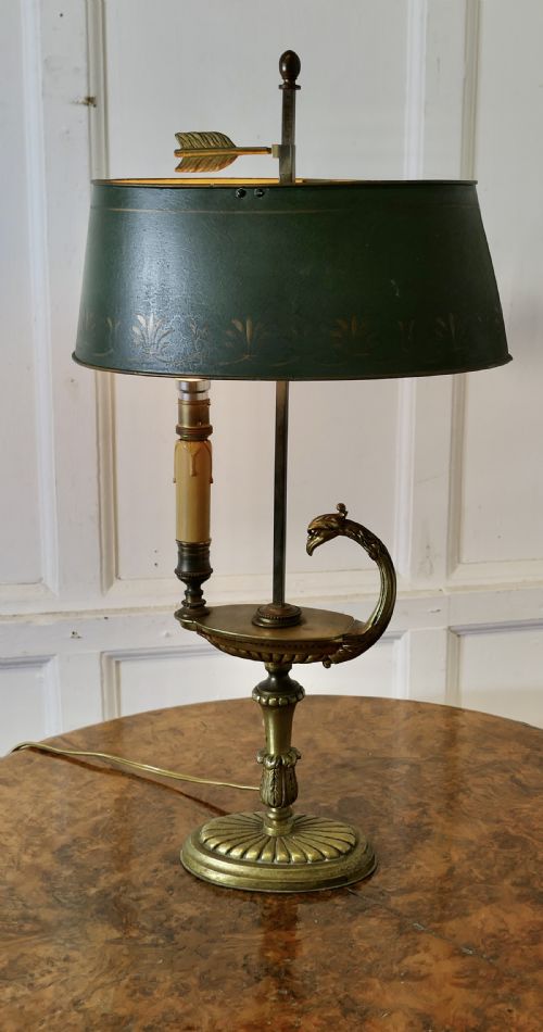 FRENCH PAINTED TOLEWARE AND BRASS DESK LAMP - ADDITIONAL PHOTO 3