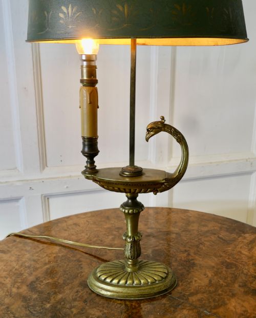 FRENCH PAINTED TOLEWARE AND BRASS DESK LAMP - ADDITIONAL PHOTO 4