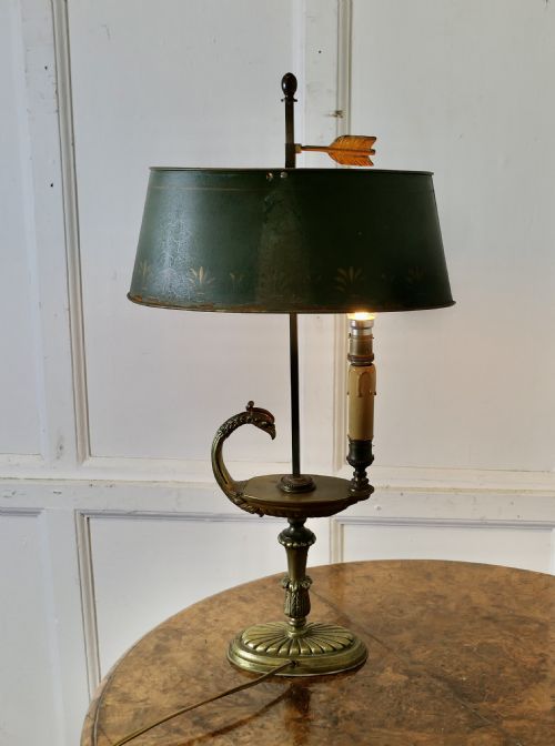 FRENCH PAINTED TOLEWARE AND BRASS DESK LAMP - ADDITIONAL PHOTO 7