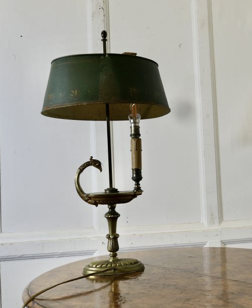 FRENCH PAINTED TOLEWARE AND BRASS DESK LAMP - ADDITIONAL PHOTO 9
