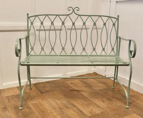 Very Attractive French Folding Green Metal Garden Bench