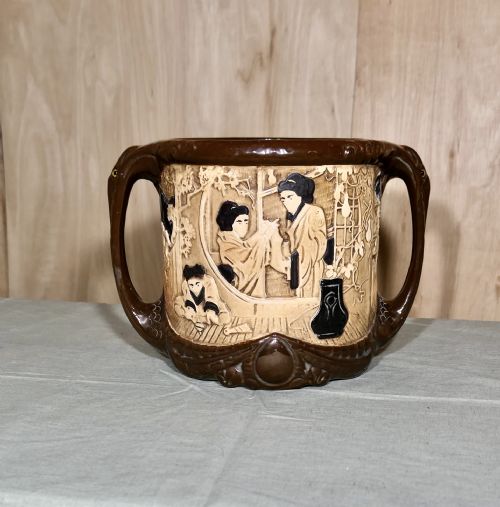LARGE BRETBY BAMBOO WARE ART POTTERY JARDINIERE - ADDITIONAL PHOTO 2