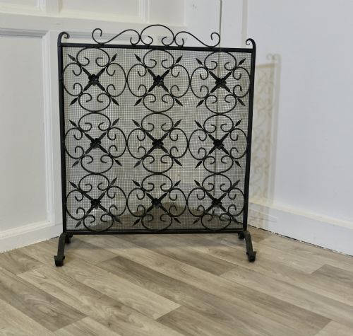 Heavy Old Gothic Wrought Iron Fire Screen