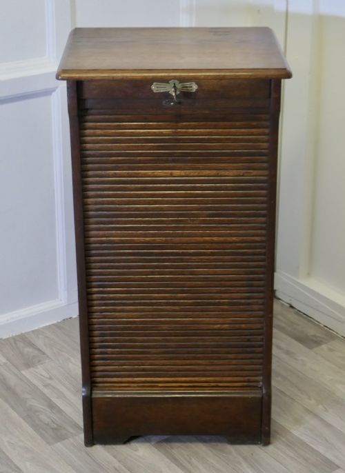 ART DECO TAMBOUR FRONTED OAK FILING CABINET - ADDITIONAL PHOTO 1