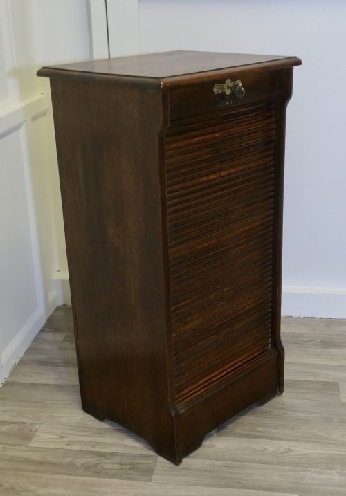 ART DECO TAMBOUR FRONTED OAK FILING CABINET - ADDITIONAL PHOTO 2