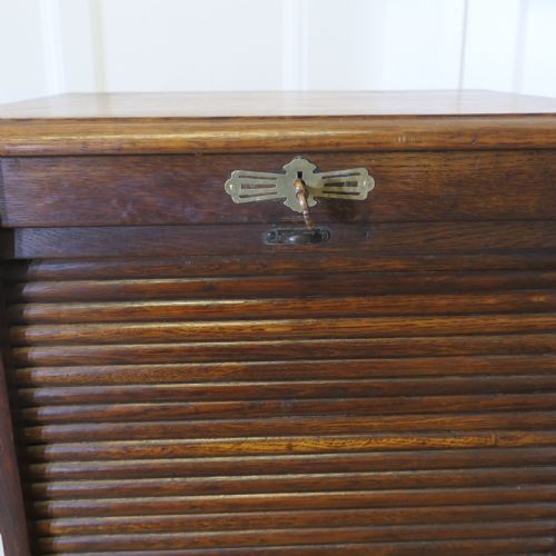 ART DECO TAMBOUR FRONTED OAK FILING CABINET - ADDITIONAL PHOTO 3