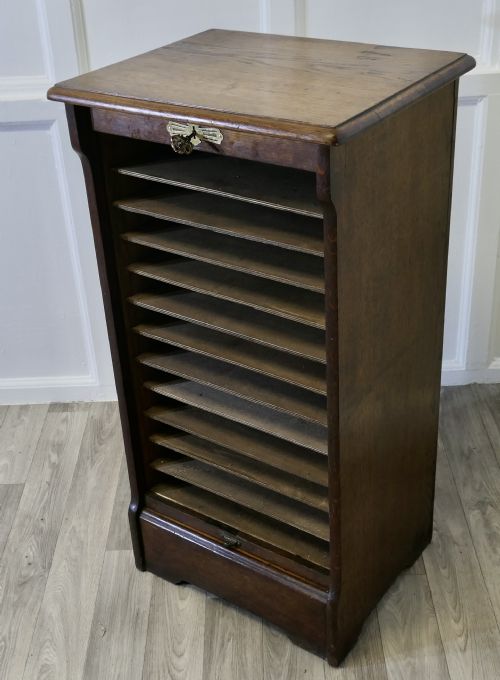 ART DECO TAMBOUR FRONTED OAK FILING CABINET - ADDITIONAL PHOTO 6