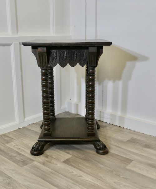Arts and Crafts Gothic Oak Side Table