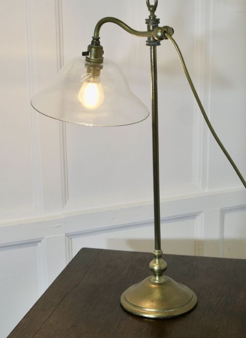 FRENCH BRASS DESK LAMP WITH BLOWN GLASS SHADE - ADDITIONAL PHOTO 3
