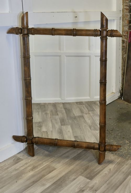 HEAVY FRENCH ART DECO BAMBOO WALL MIRROR - ADDITIONAL PHOTO 1