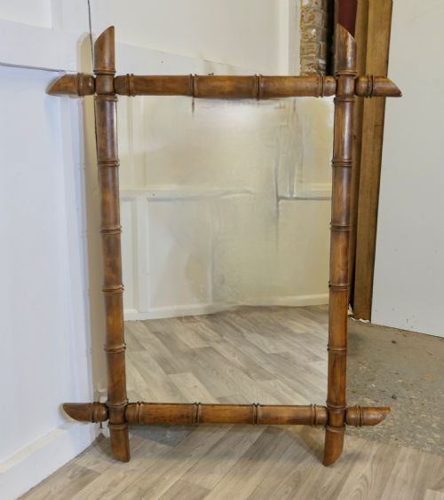 HEAVY FRENCH ART DECO BAMBOO WALL MIRROR - ADDITIONAL PHOTO 2