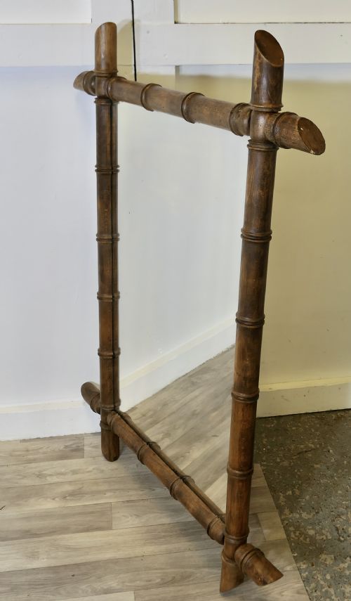 HEAVY FRENCH ART DECO BAMBOO WALL MIRROR - ADDITIONAL PHOTO 3