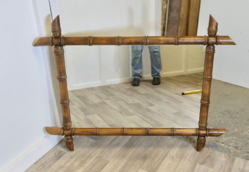 HEAVY FRENCH ART DECO BAMBOO WALL MIRROR - ADDITIONAL PHOTO 7
