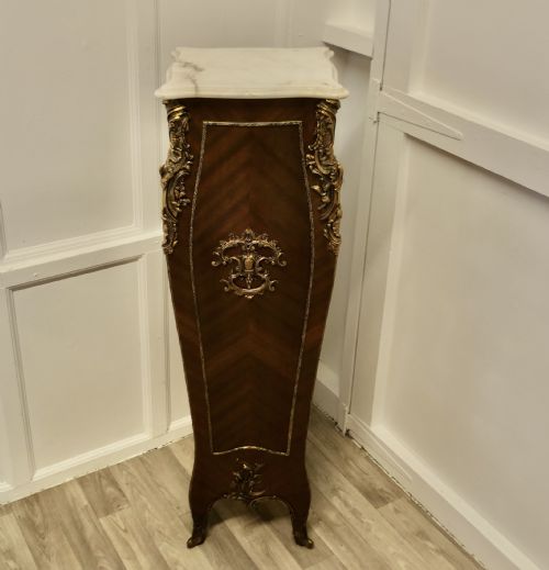 LARGE FRENCH ROCOCO WALNUT AND ORMOLU PEDESTAL - ADDITIONAL PHOTO 1