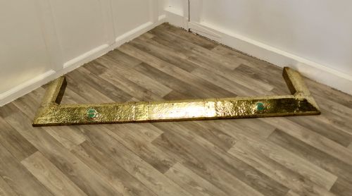 ANTIQUE ARTS AND CRAFTS BRASS FENDER GREEN CABOCHON - ADDITIONAL PHOTO 1
