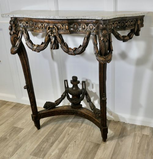 HAND CARVED FRENCH CONSOLE TABLE WITH GRANITE TOP - ADDITIONAL PHOTO 1