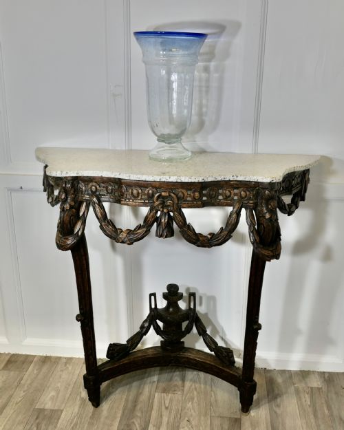 HAND CARVED FRENCH CONSOLE TABLE WITH GRANITE TOP - ADDITIONAL PHOTO 3
