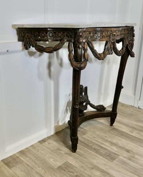 HAND CARVED FRENCH CONSOLE TABLE WITH GRANITE TOP - ADDITIONAL PHOTO 4