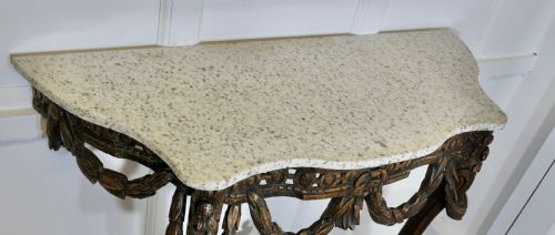 HAND CARVED FRENCH CONSOLE TABLE WITH GRANITE TOP - ADDITIONAL PHOTO 5
