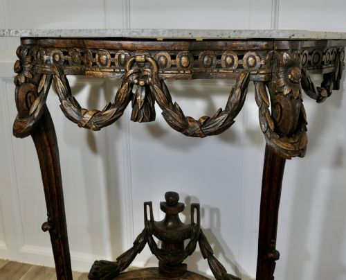 HAND CARVED FRENCH CONSOLE TABLE WITH GRANITE TOP - ADDITIONAL PHOTO 7