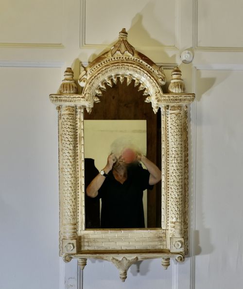 A North African Painted Tall Arched Wall Mirror