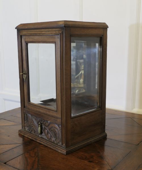 OAK COUNTER TOP DISPLAY CABINET WITH DRAWER - ADDITIONAL PHOTO 1