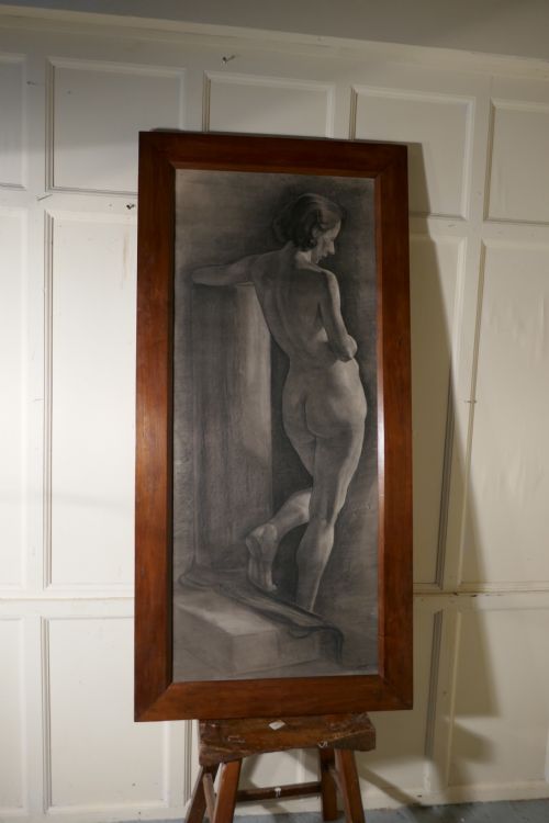 FULL SIZE FEMALE NUDE FRAMED STUDY IN CHARCOAL - ADDITIONAL PHOTO 2