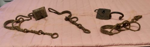 17th Century French Iron Prisoner Shackles with Locks and Keys