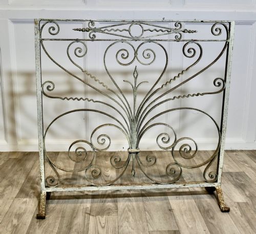Very Heavy French Wrought Iron Fire Screen