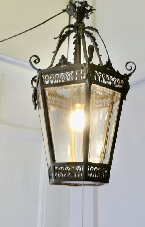 AN OLD DECORATIVE GREEN MAN COPPER LANTERN - ADDITIONAL PHOTO 3