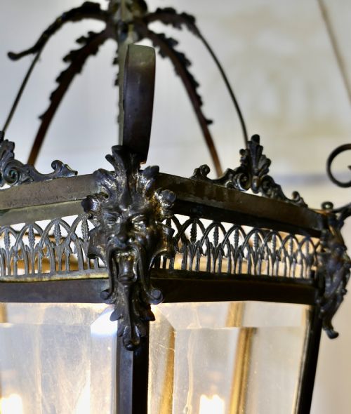 AN OLD DECORATIVE GREEN MAN COPPER LANTERN - ADDITIONAL PHOTO 5