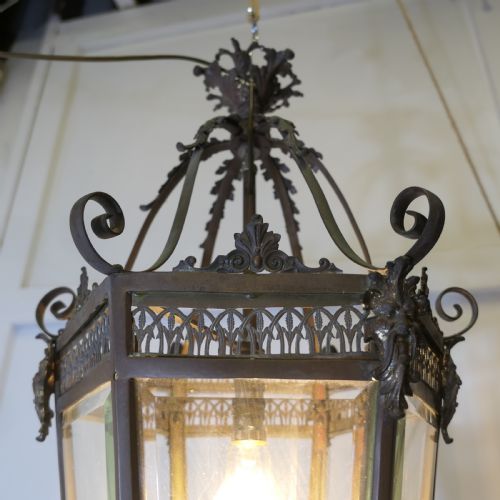 AN OLD DECORATIVE GREEN MAN COPPER LANTERN - ADDITIONAL PHOTO 6