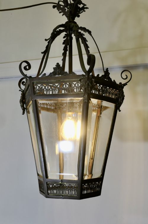 AN OLD DECORATIVE GREEN MAN COPPER LANTERN - ADDITIONAL PHOTO 8