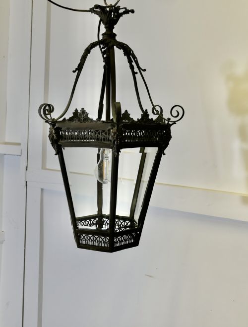 AN OLD DECORATIVE GREEN MAN COPPER LANTERN - ADDITIONAL PHOTO 9