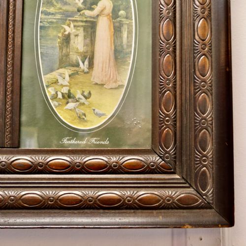 EDWARDIAN WALL MIRROR WITH PRINTS - ADDITIONAL PHOTO 4